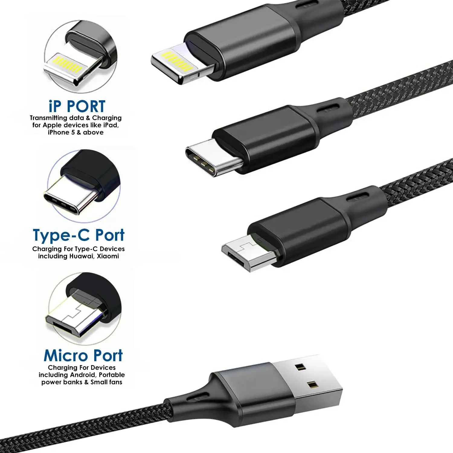 Ctrack Nxt Dual USB Mobile Charger with 3 in 1 Cable (Black)