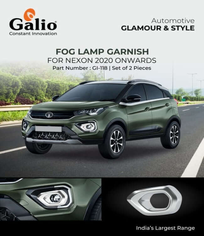 Galio Car Fog Lamp Garnish Cover For Tata Nexon (2020 onwards) (Set of 2 pcs.)