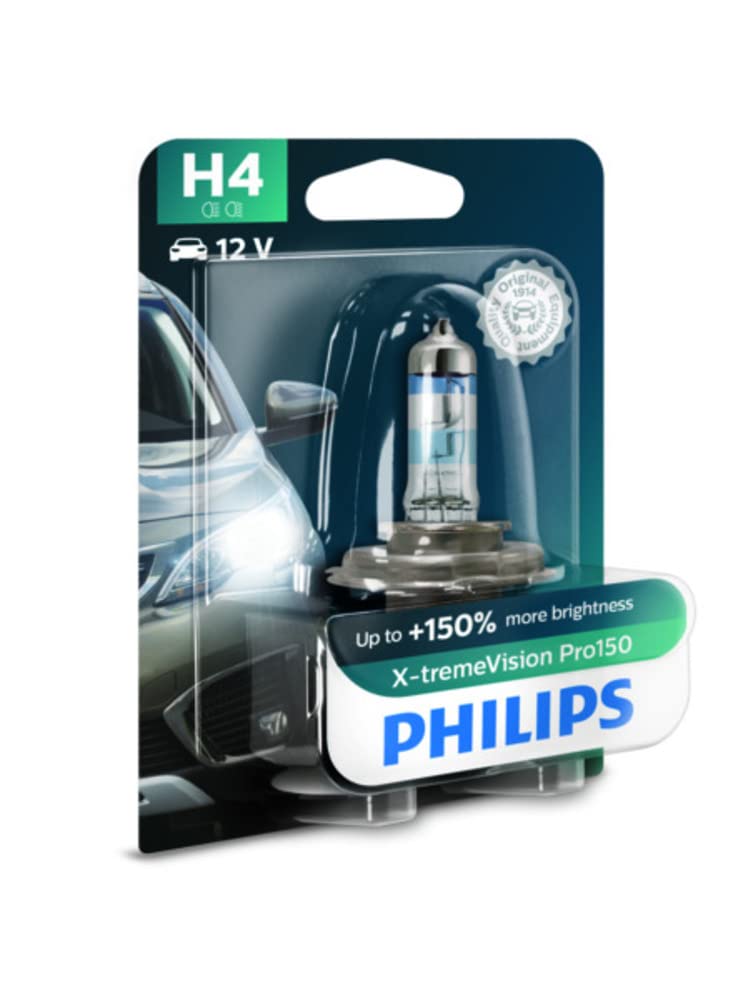 Philips 12342XVP H4 X-treme Vision Plus Car Headlight Bulb (12V, 60/55W)