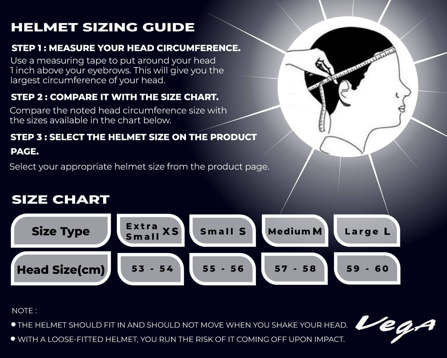 Vega Size Chart