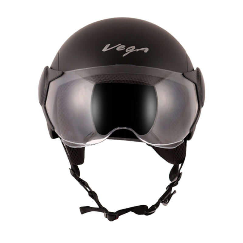 Vega Atom high-quality open face helmet (dull black) for safety in Bangalore