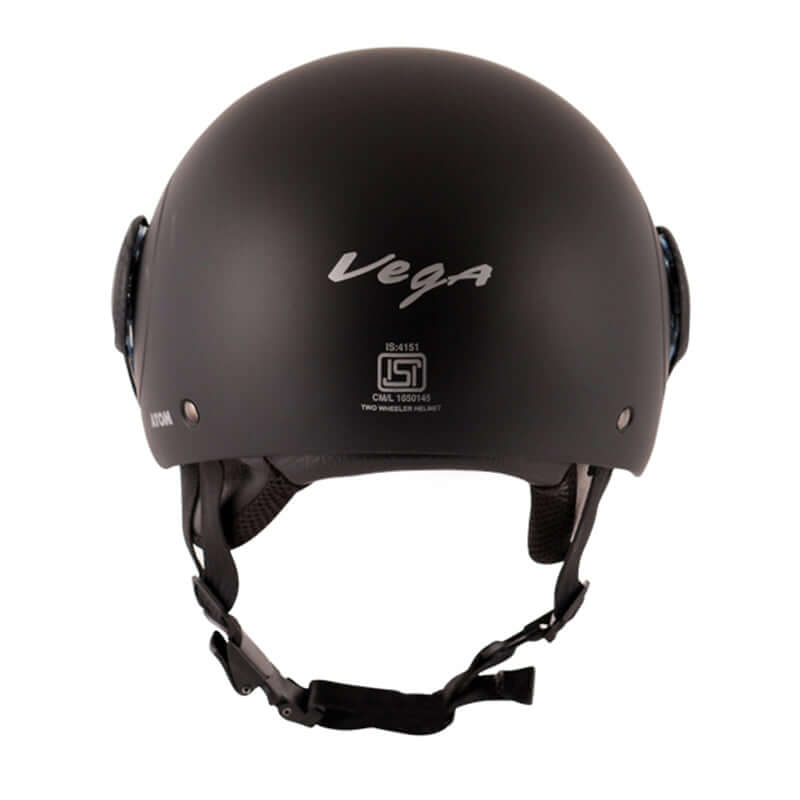 Vega Atom open face helmet (dull black) for everyday riding in Bangalore