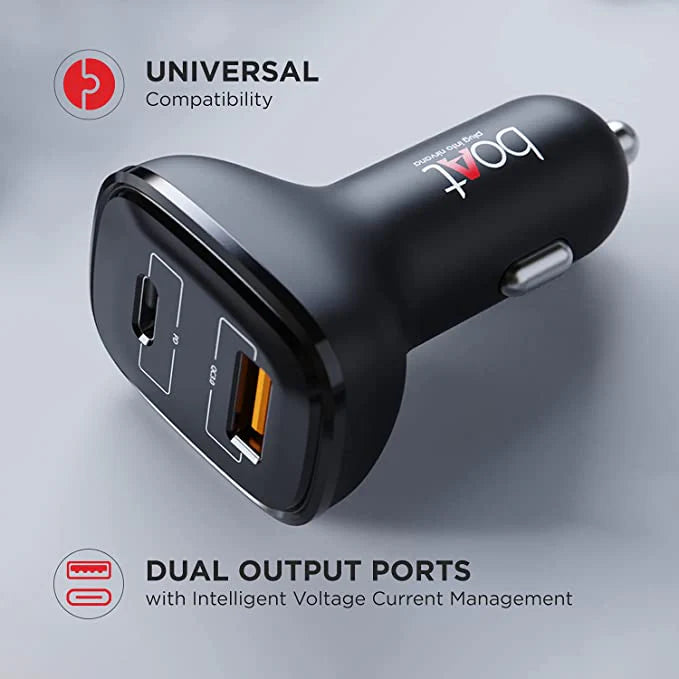 Boat Dual QC Port Rapid Car Charger 18W and Micro USB Cable 