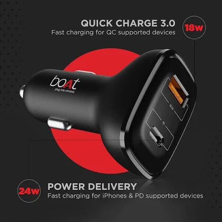 Boat Dual QC Port Rapid Car Charger 18W and Micro USB Cable 