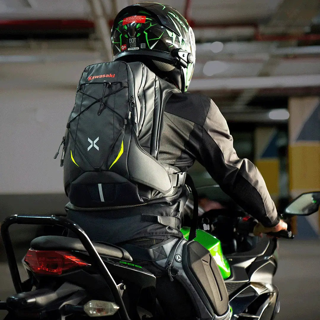 Stylish green Carbonado X24 backpack for Kawasaki riders in Bangalore