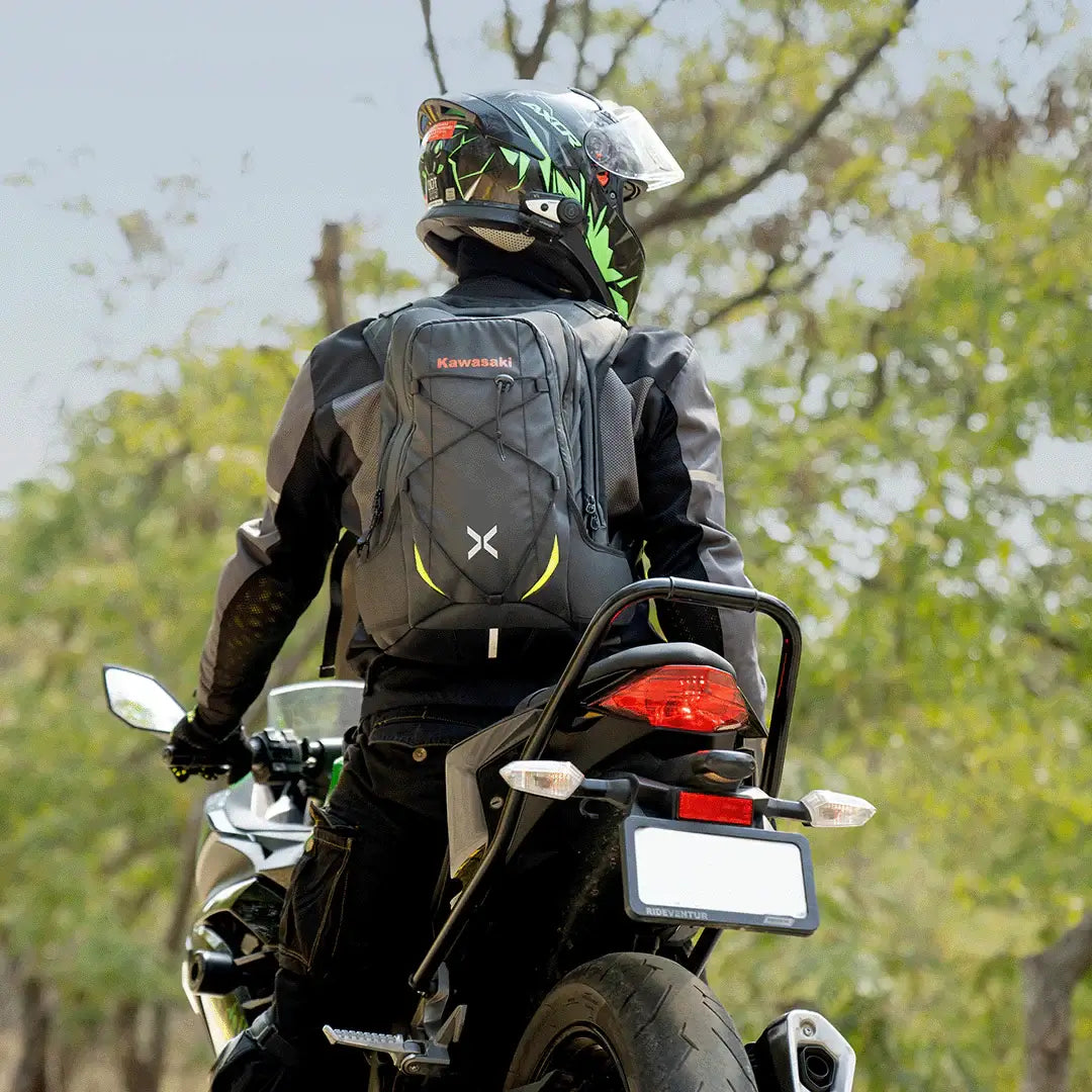 Stylish grey Carbonado X24 backpack for Kawasaki riders in Bangalore