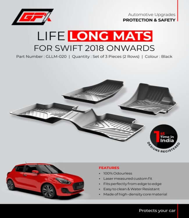 Durable GFX Maruti Suzuki Swift 2011 Onwards Life Long TPV Floor Mats in Bangalore