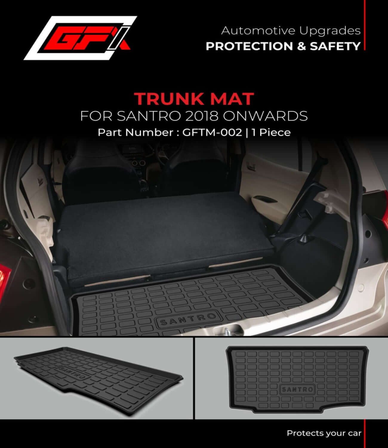 GFX Car Trunk Boot Mat For Hyundai Santro