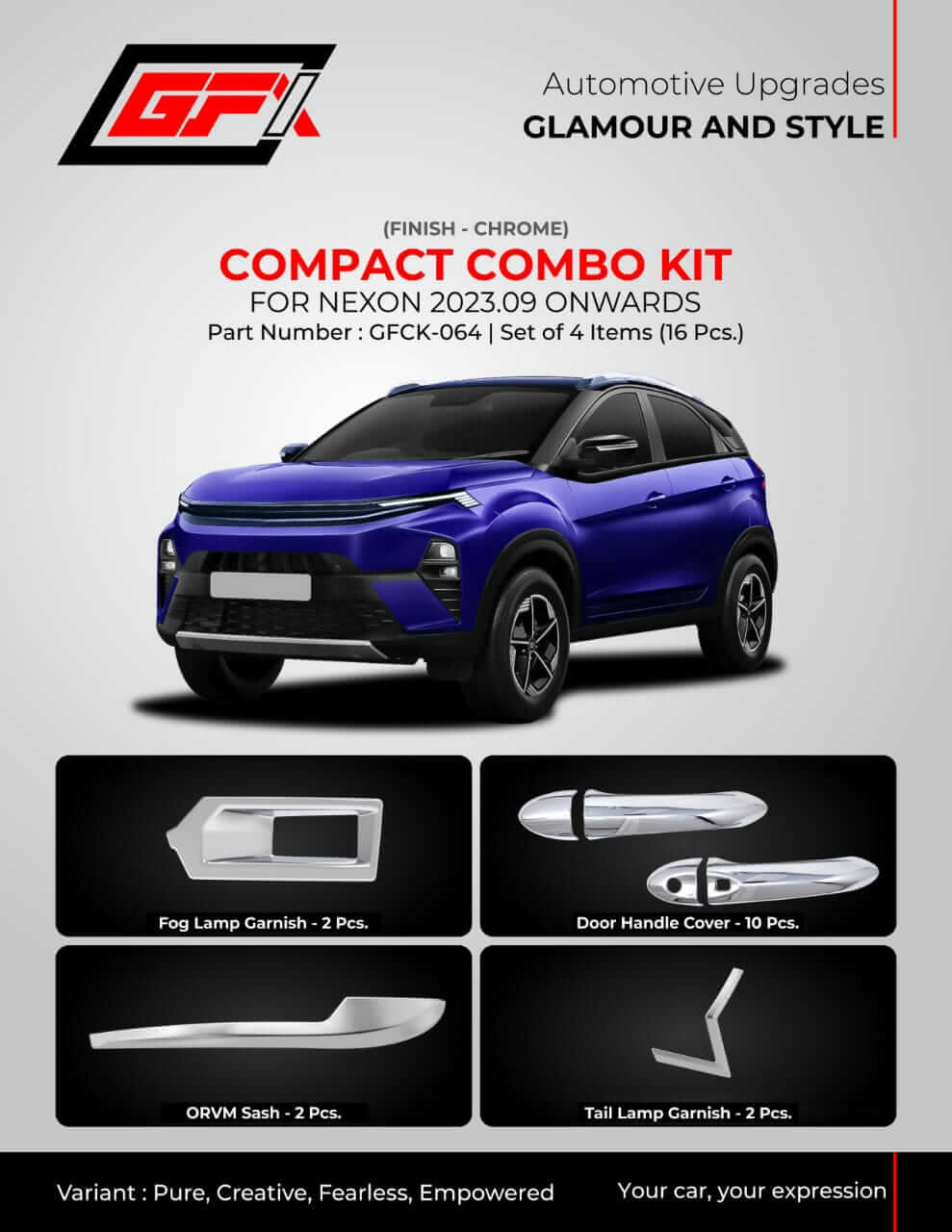 GFX Combo Kit Garnish Accessories For Tata Nexon 