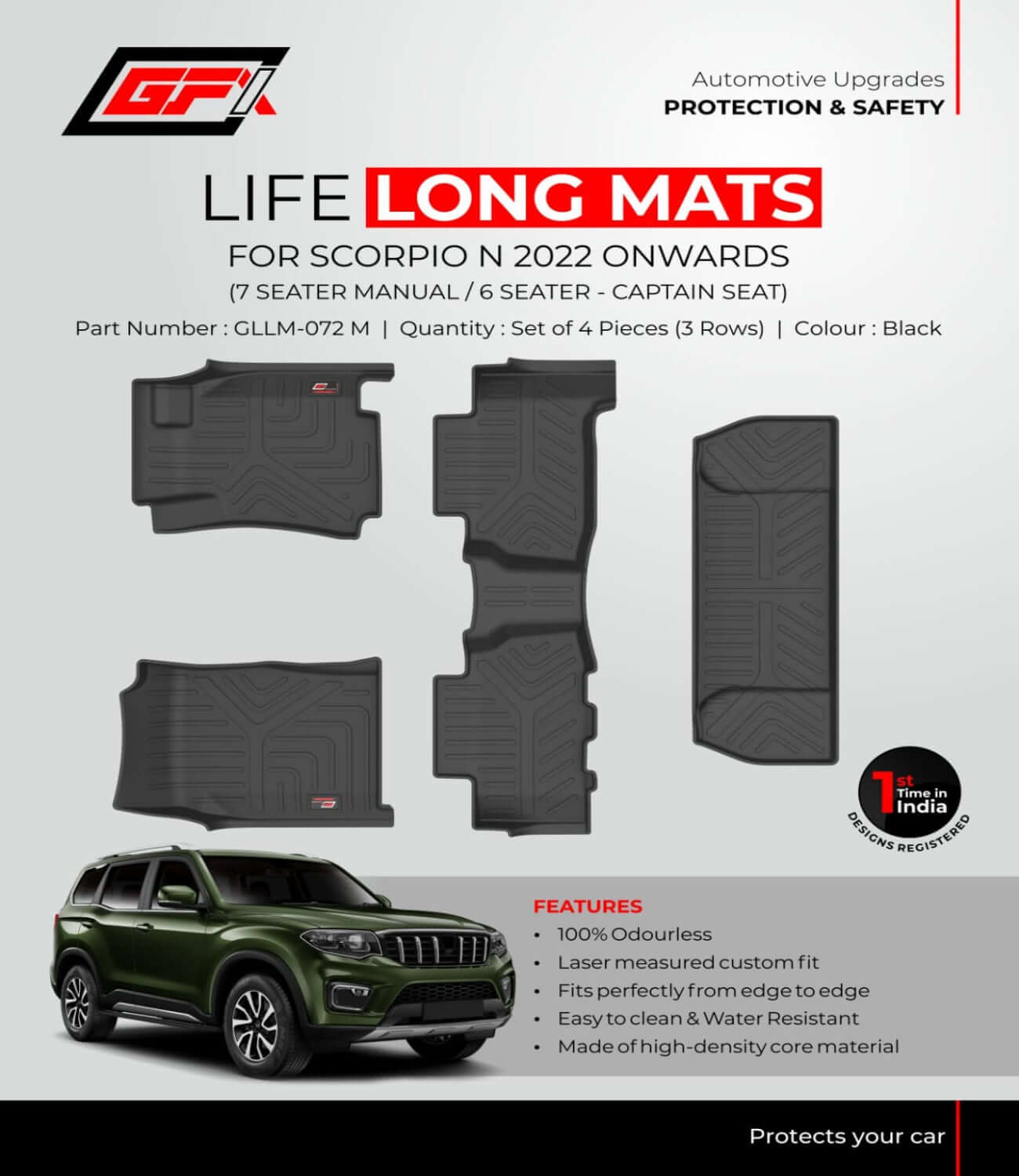 GFX Floor Mats For Mahindra Scorpio-N (2022 onwards)