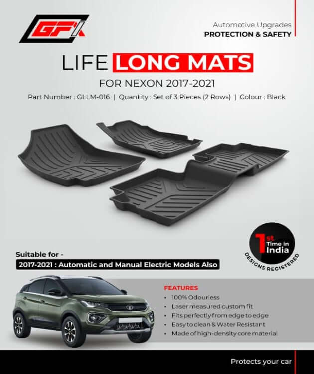 GFX Life Long Car Floor Mats For Tata Nexon (2017-2022)(Black)