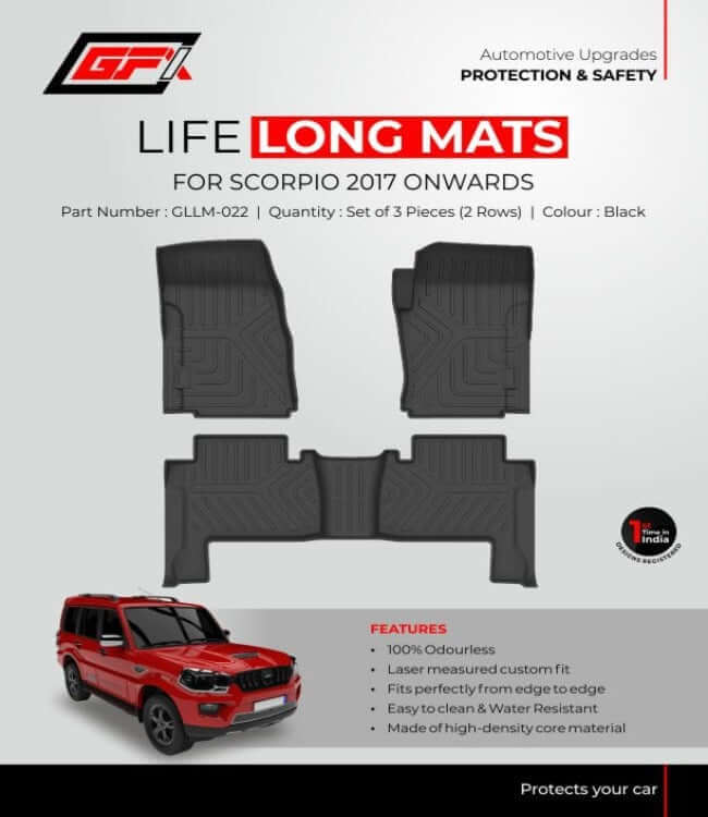 GFX Custom Fit Mahindra Scorpio 2014 Onwards LLM All Weather Life Long TPV Mats in bangalore