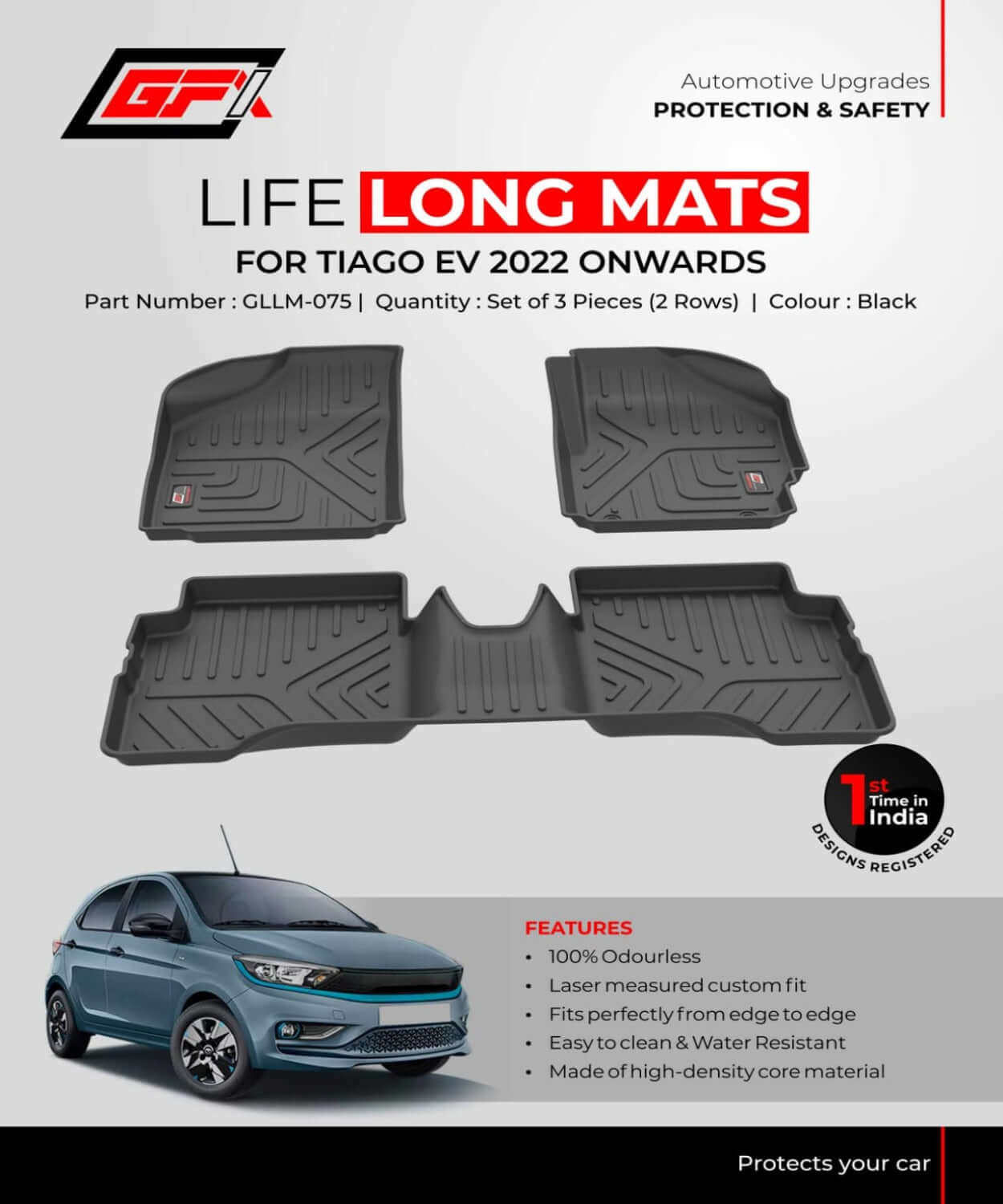 GFX Life Long Floor Mats For Tata Tiago EV (2022 onwards)