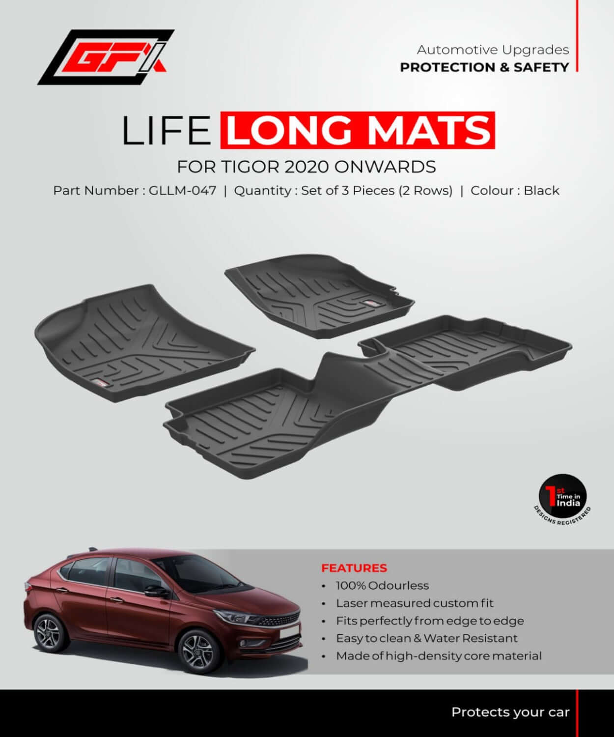 GFX Life Long Floor Mats For Tata Tigor (2016-2020)