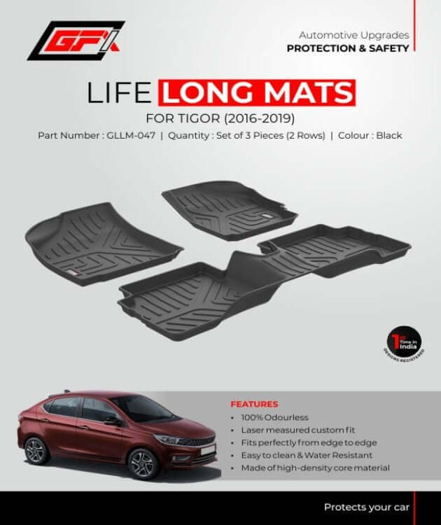 GFX Tata Tigor 2016 Onwards Custom Fit LifeLong TPV Floor Mats in Bangalore