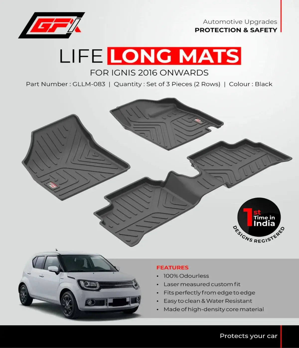 GFX Life long Floor Mats For Maruti Suzuki Ignis (2016 onwards) 