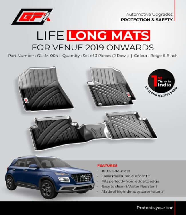 GFX Premium Life Long Floor Mats For Hyundai Venue (2019 Onwards)