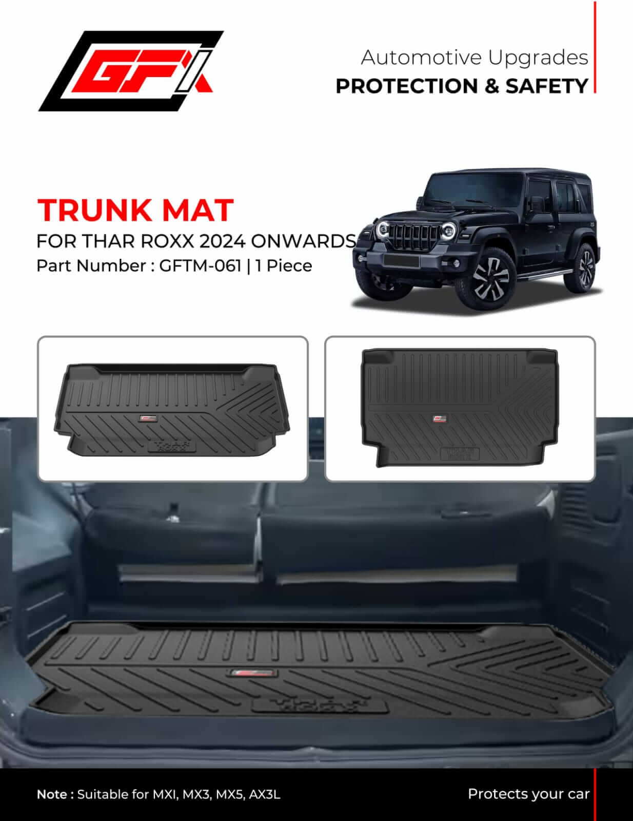 GFX car trunk dicky boot mat for Mahindra Thar Roxx (2024 onwards) in Bangalore