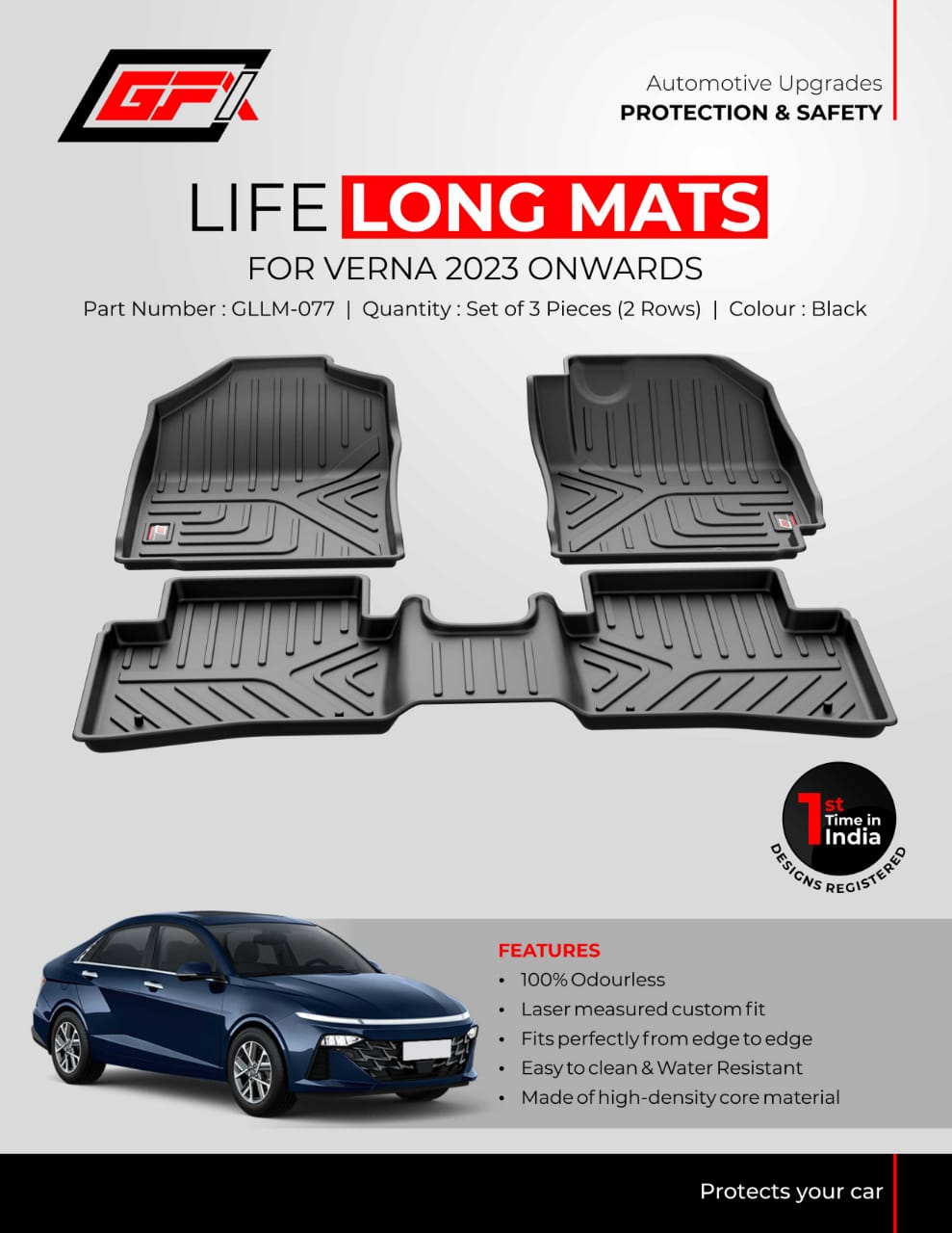 GFX Hyundai Verna 2020 Onwards LifeLong TPV Mats in Bangalore 