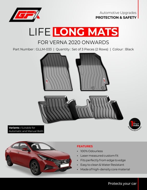 High Quality GFX Hyundai Verna 2020 Onwards LifeLong TPV Mats in Bangalore