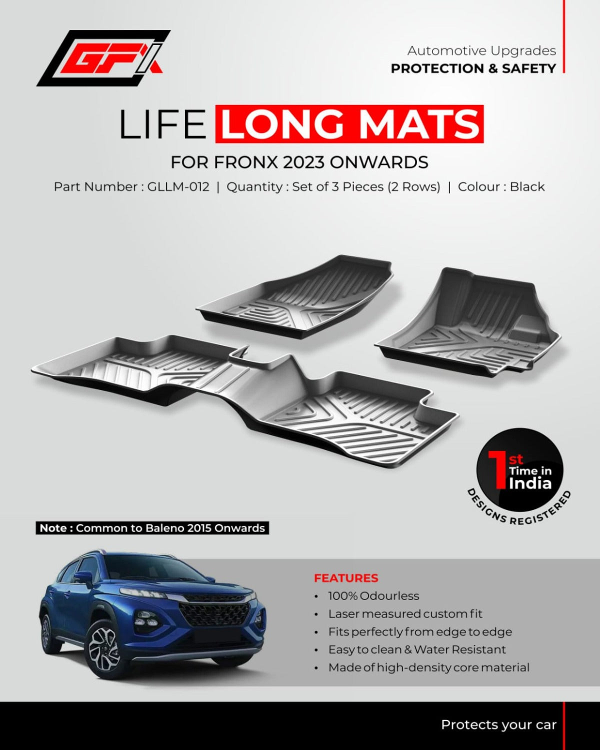 GFX Life long Floor Mats For Maruti Suzuki Fronx (2023 onwards)(Set of 3 Pcs.) in Bangalore