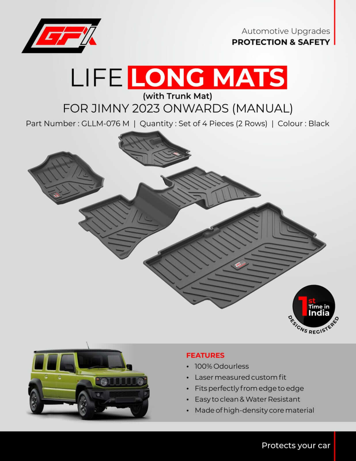 GFX Maruti Suzuki Jimny 2023 Onwards Custom Fit Life Long Floor Mats in Bangalore