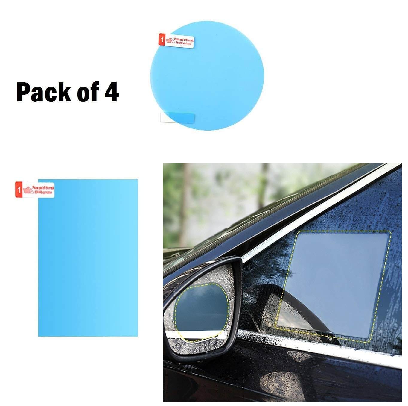 GFX Universal Car Rear-View Mirror Waterproof Anti Fog Rainproof Anti-Water Protective Film Sticker 