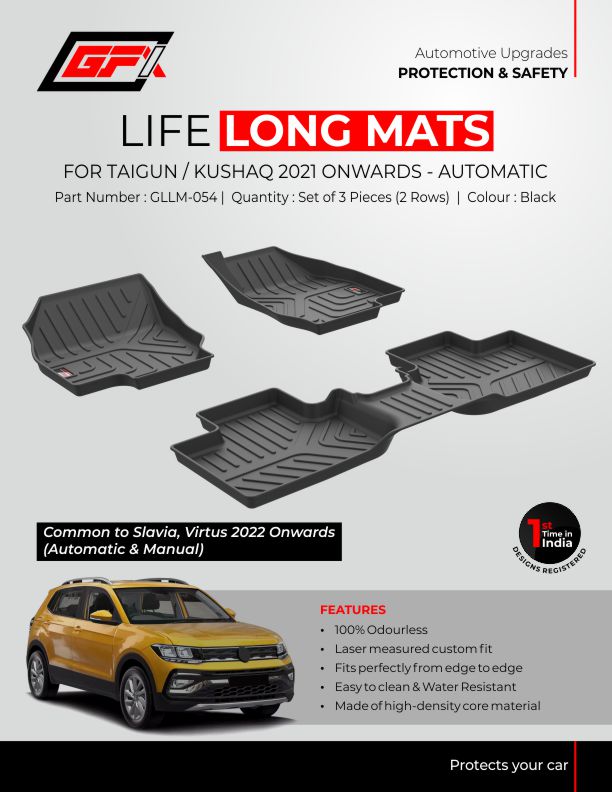 Durable GFX Volkswagen Taigun 2021 Onwards Custom Fit Life Long Mats in Bangalore 