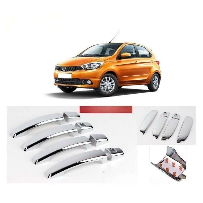 Galio Car Chrome Door Handle Cover Garnish For Tata Tiago (2016 Onwards) (Set of 4 pcs.)