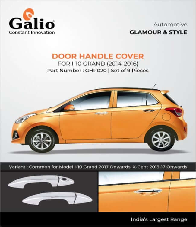 Galio Car Door Handle Cover For Hyundai I-10 Grand (2014 To 2016)&(2017 onwards)(Set of 8 pcs.)