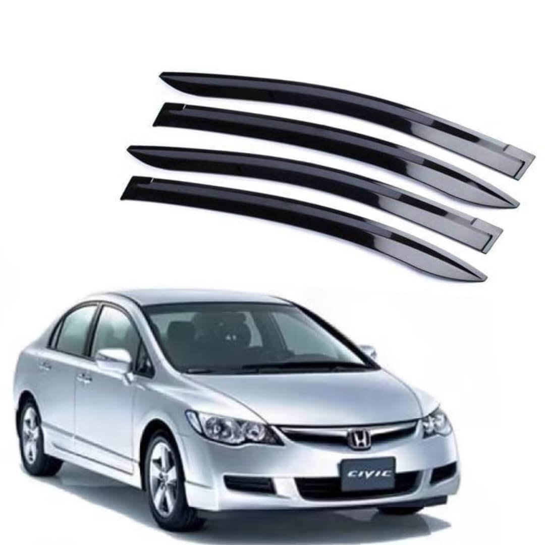 Galio Car Door Wind Visor Compatible For Honda Civic (Set of 4 Pcs.)