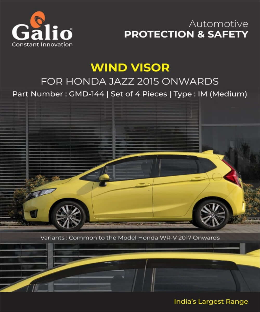 Galio Car Door Wind Visor For Honda Jazz (2015 Onwards)(Set of 4 Pcs.)