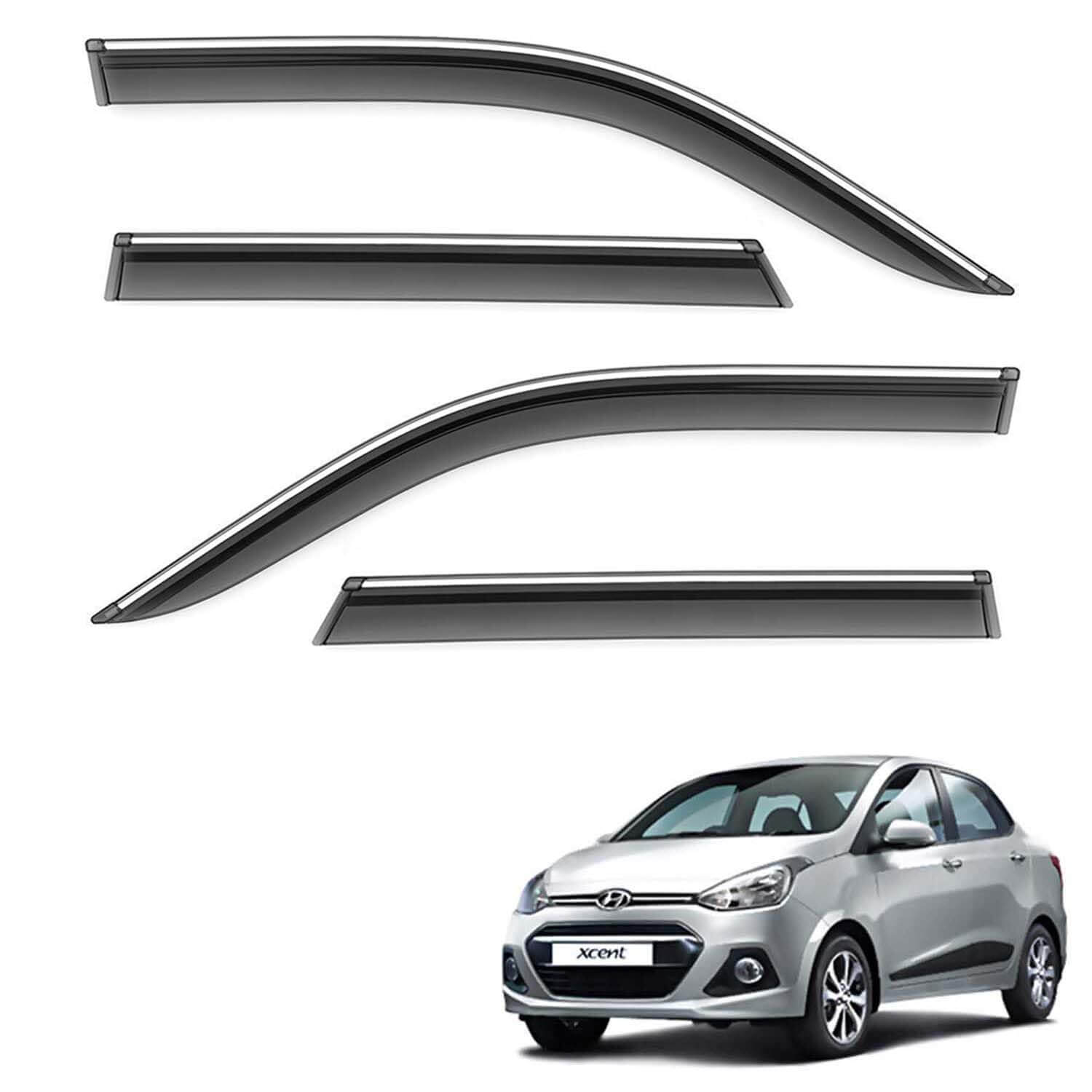 Galio Car Door Wind Visor For Hyundai Xcent (2013 To 2024) (Set of 4 Pcs.)