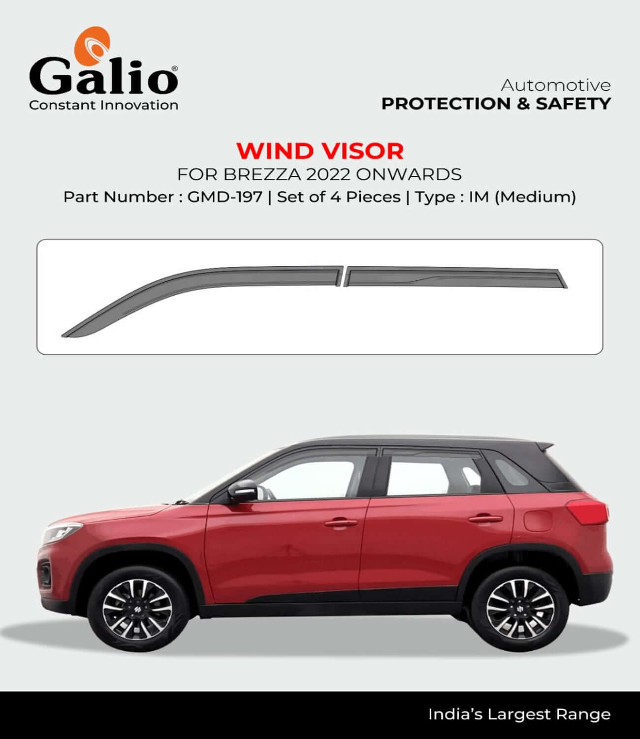 Galio Car Door Wind Visor For Maruti Suzuki Breeza