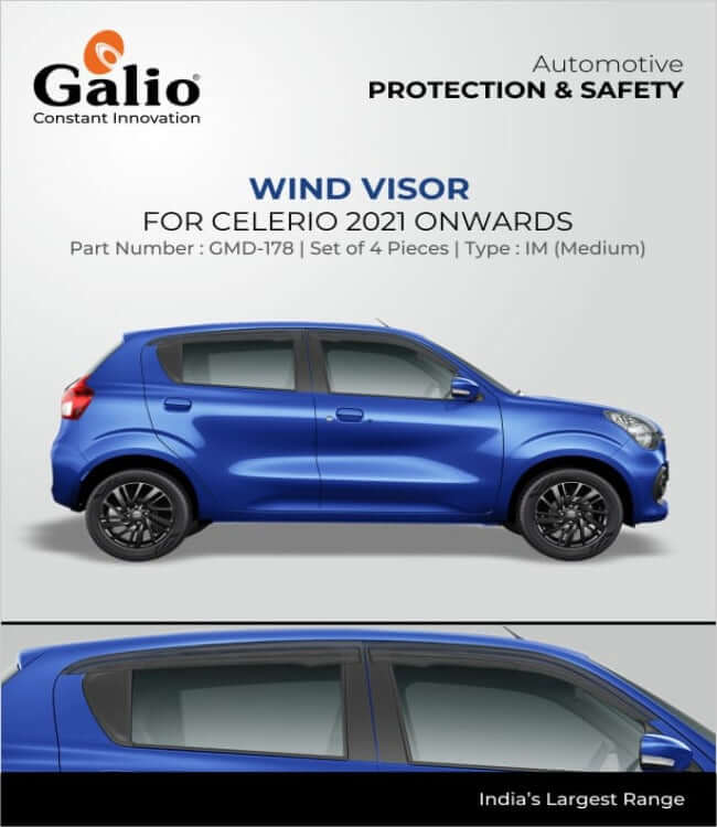 Galio Car Door Wind Visor For Maruti Suzuki Celerio (2013 To 2023)(Set of 4 pcs)