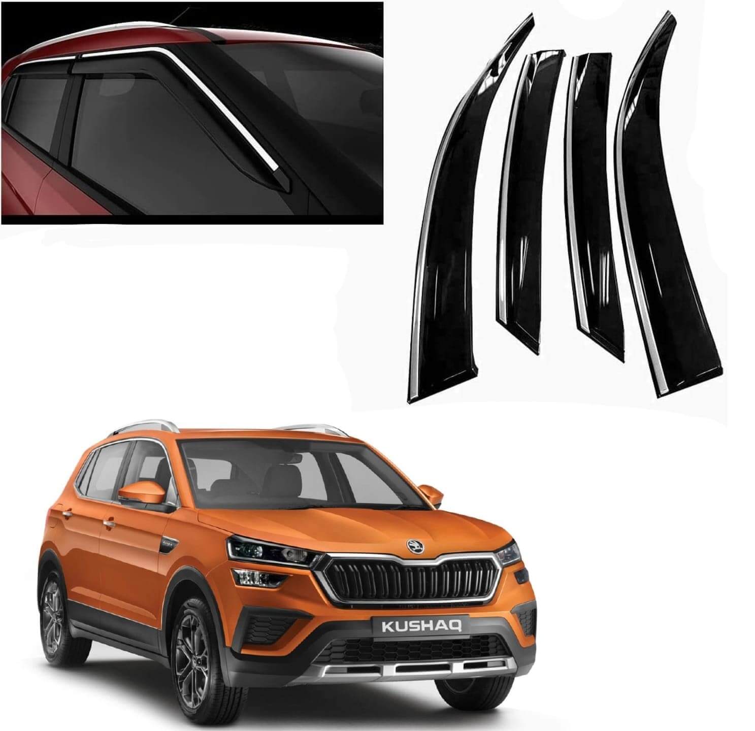 Galio Car Door Wind Visor For Skoda Kushaq (Set of 4 Pcs.)