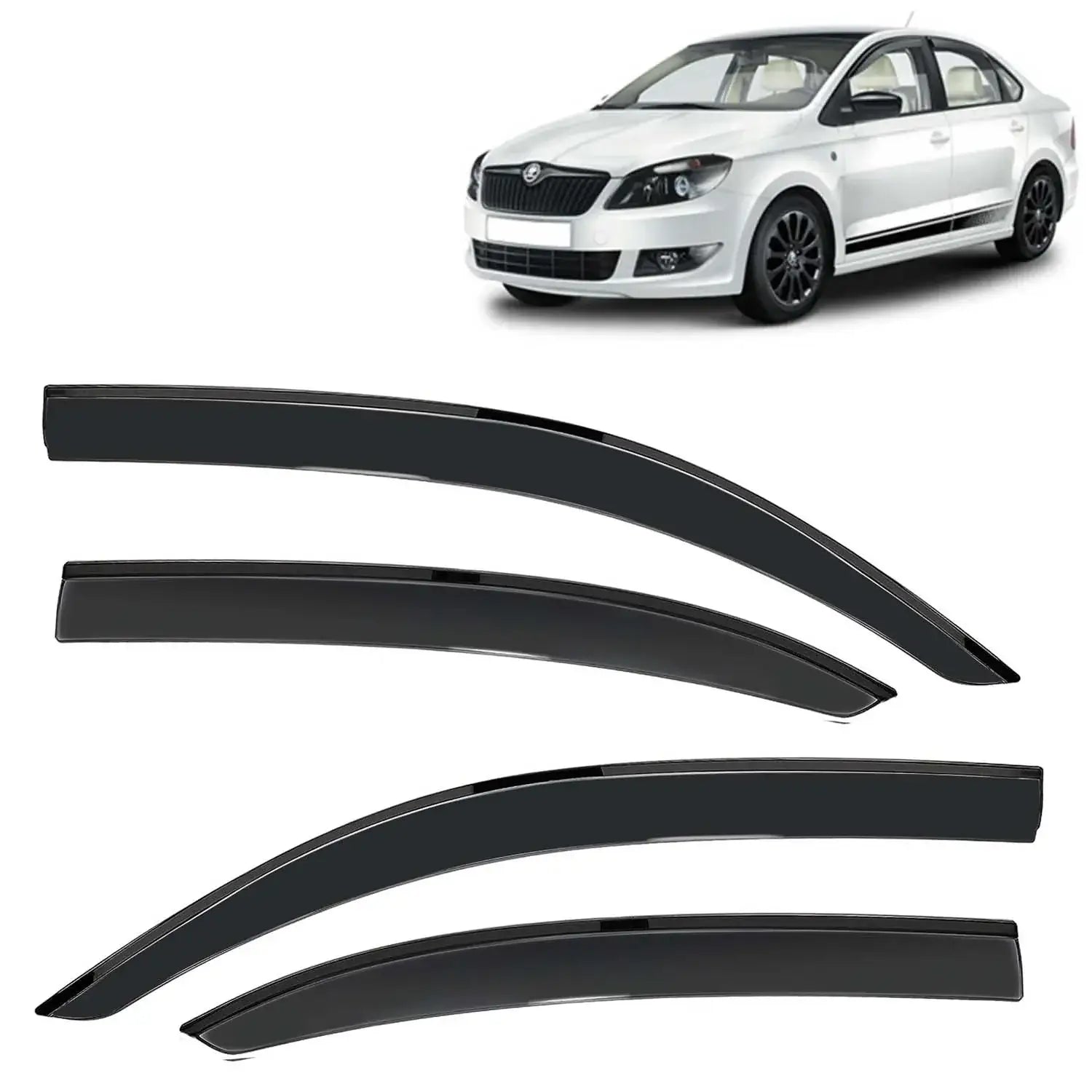 Galio Car Door Wind Visor For Skoda Rapid (2012 Onwards)(Set of 4 Pcs.)