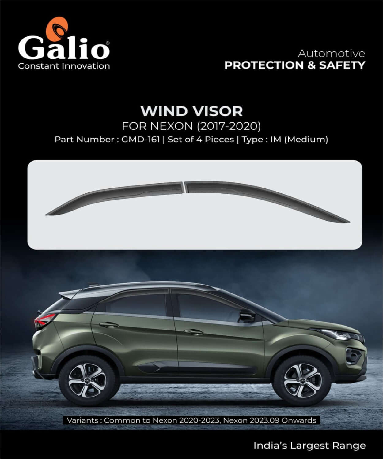 Galio Car Door Wind Visor For Tata Nexon (2017-2023 Onwards)