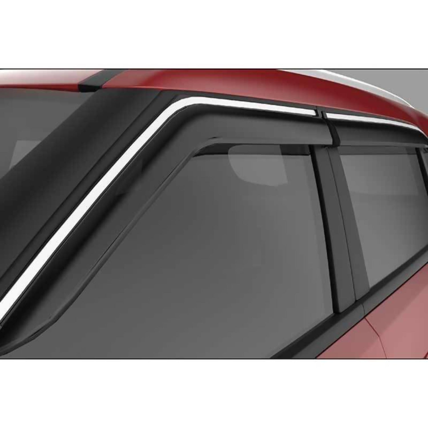 Galio Car Door Wind Visor With Silver Line For Hyundai Creta (2015 To 2024)