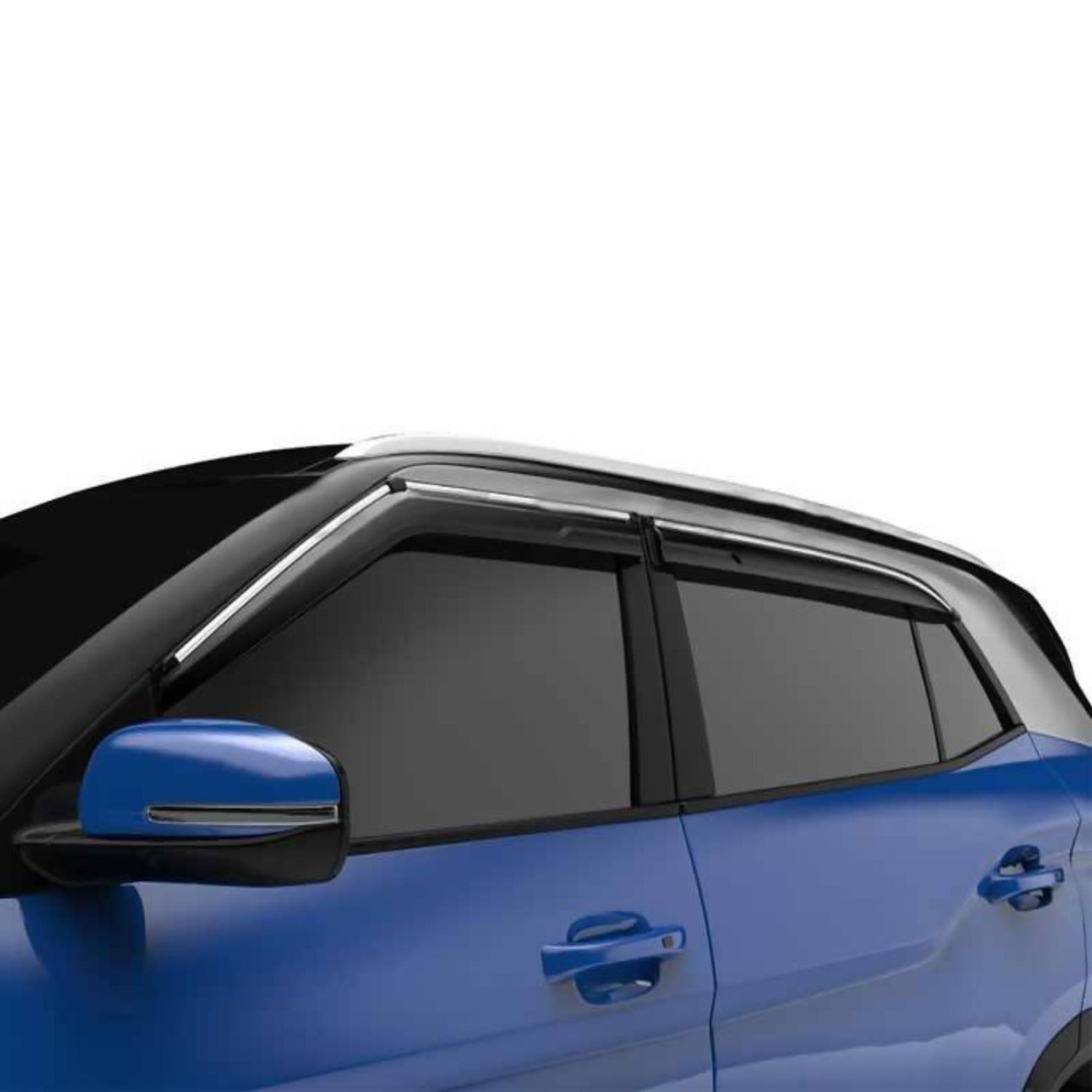 Galio Car Door Wind Visor With Silver Line For Hyundai Creta (2015 To 2024)