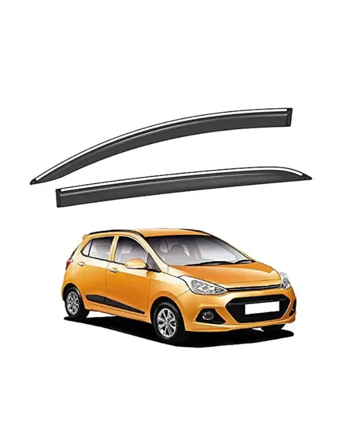 Galio Car Door Wind Visor With Silver Line For Hyundai i-10 Grand (2014 TO 2023)