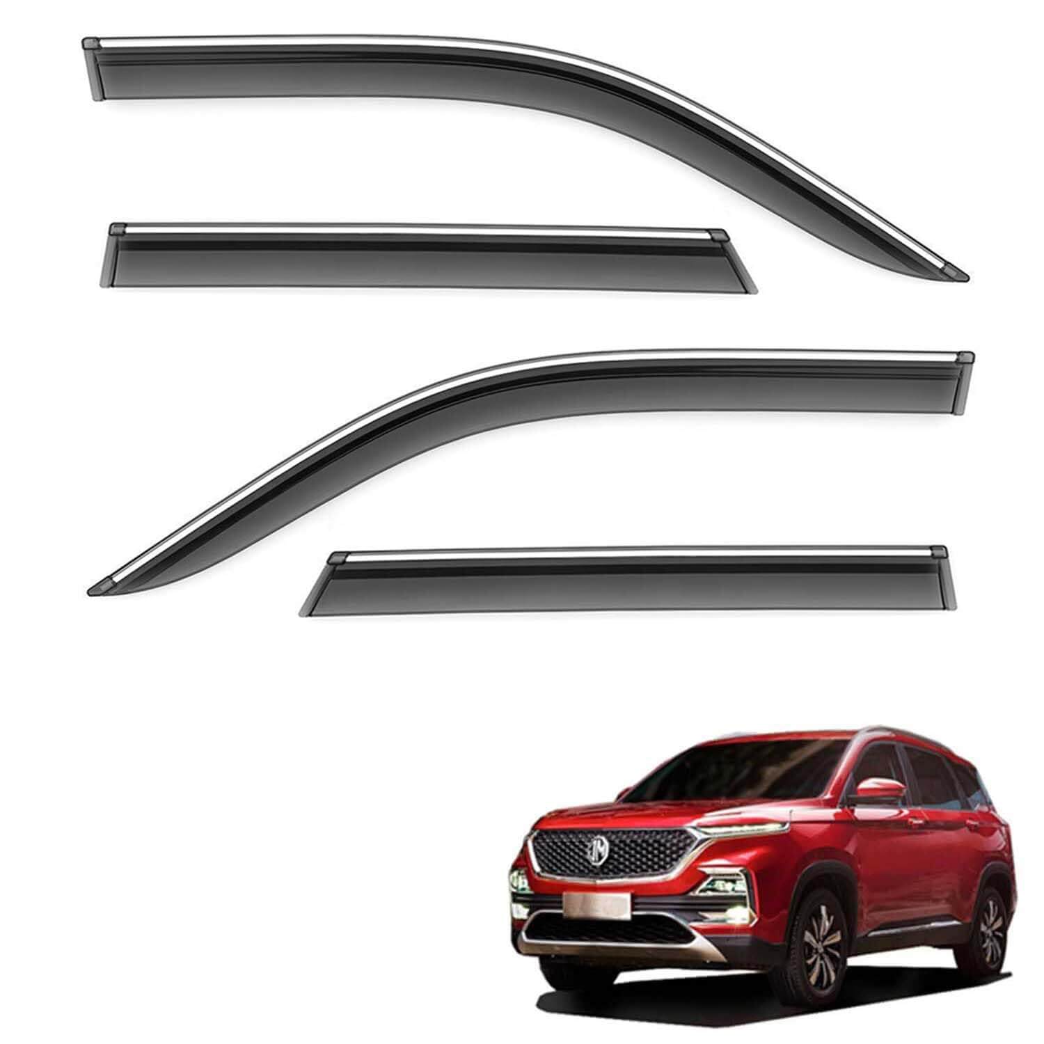 Galio Car Door Wind Visor with Silver Chrome Line For MG Hector (2019 Onwards) (Set of 4 Pcs.)