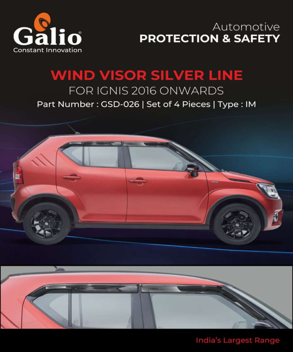 Galio Car Door Wind Visor with Silver Chrome Line For Maruti Suzuki Ignis (2016 Onwards)