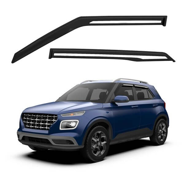 Galio Car Door Wind Visor with Silver Line For Hyundai Venue (2019 Onwards)