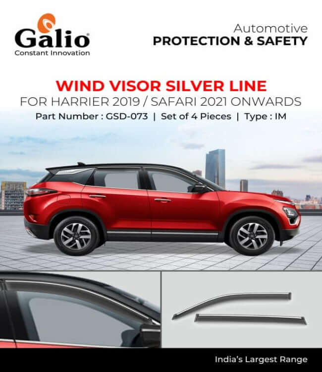 Galio Car Door Wind Visor with Silver Line For Tata Safari