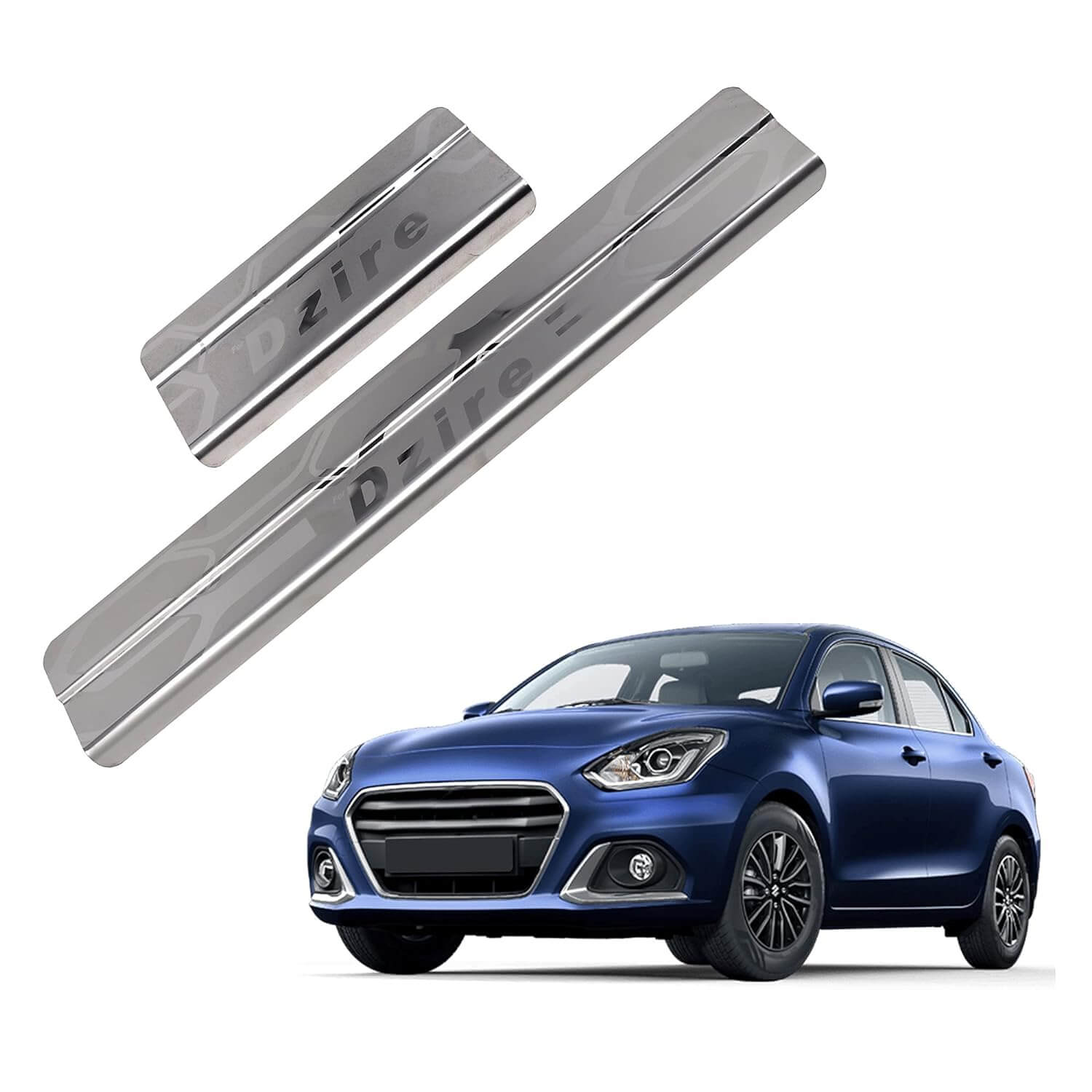 Galio Car Footsteps Sill Guard Stainless Steel Scuff Plate for Maruti Suzuki Dzire (2017 Onwards) - Set of 4 Pcs