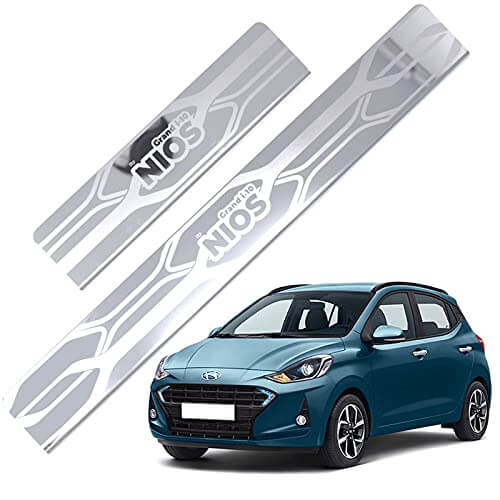 Buy Galio Stainless Steel Footsteps Sill Guard for Hyundai I-10 Grand Nios 2019+ (Set of 4) in Bangalore