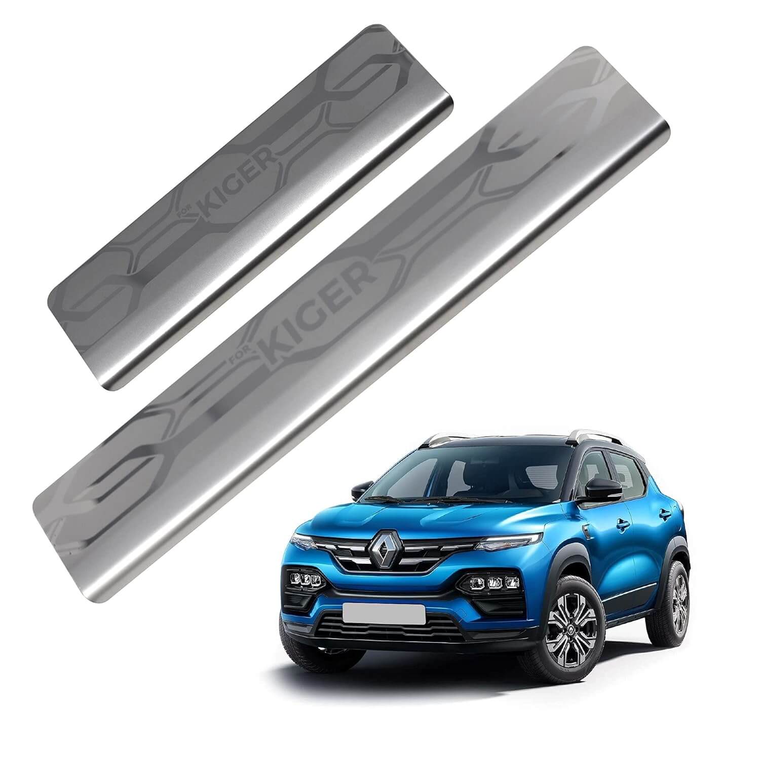 Galio Stainless Steel Footsteps Sill Guard for Renault Kiger 2021 (Set of 4)