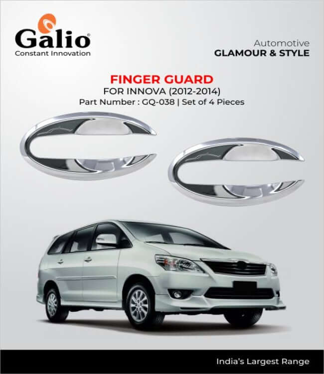 Galio Chrome Finish Finger Guard for Toyota Innova 2012-2016 – Set of 4 Pcs