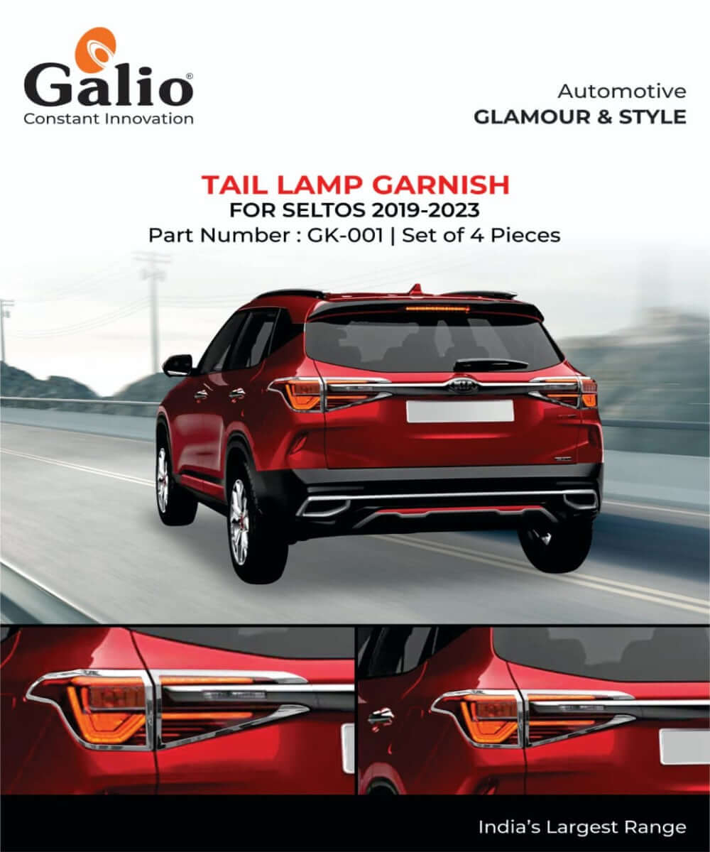 Buy Galio Chrome Finish Tail Lamp Cover For Kia Seltos (2019-2023)(Set of 4 Pcs.) in Bangalore